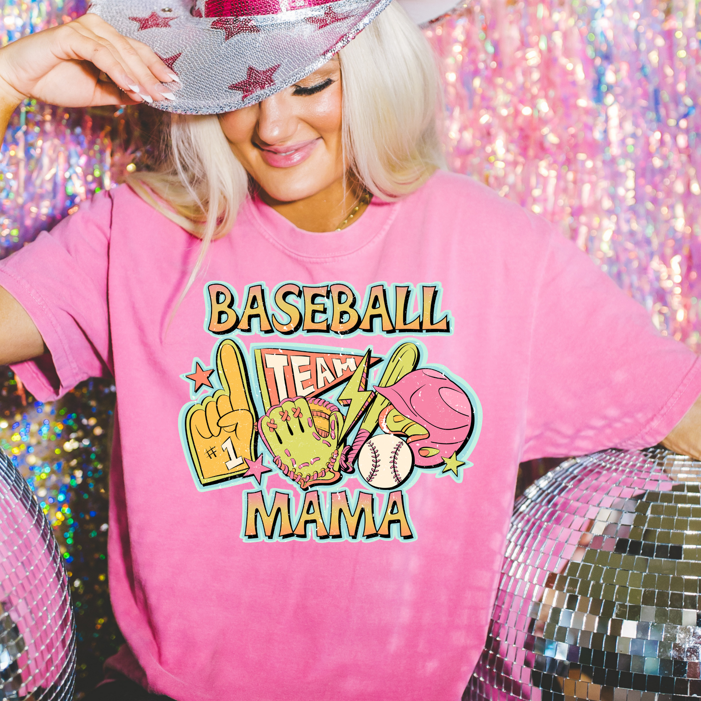 Neon Baseball Mama DTF Transfer