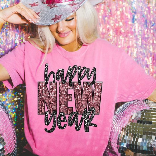 Happy New Year Faux Sequin DTF Transfer