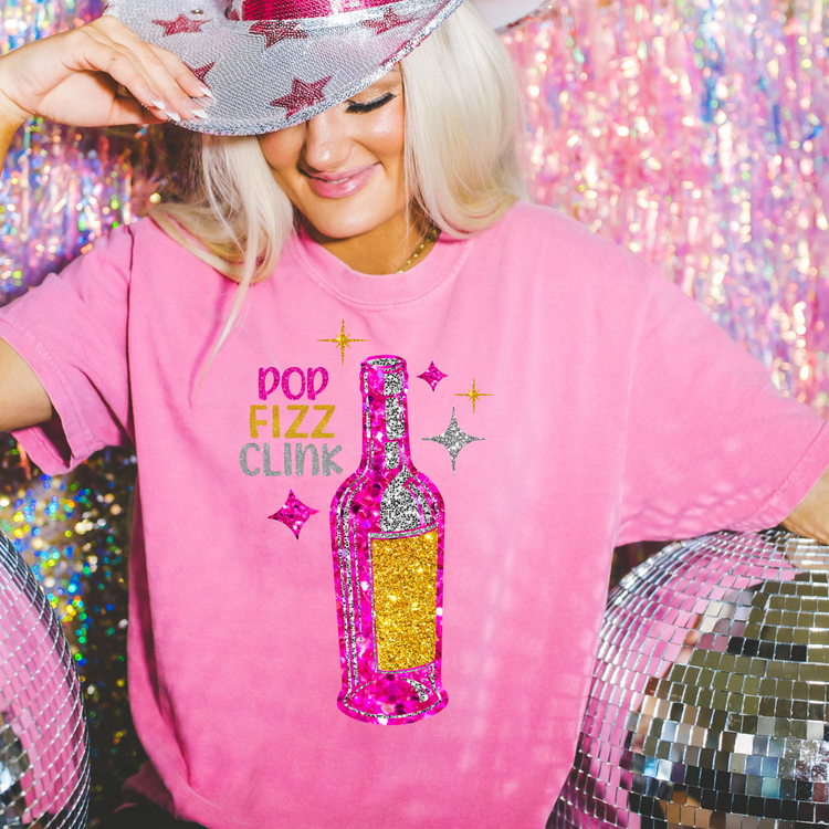 Pop Fizz Clink Faux Sequin DTF Transfer