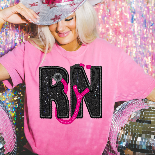 Faux Glitter RN Registered Nurse DTF Transfer