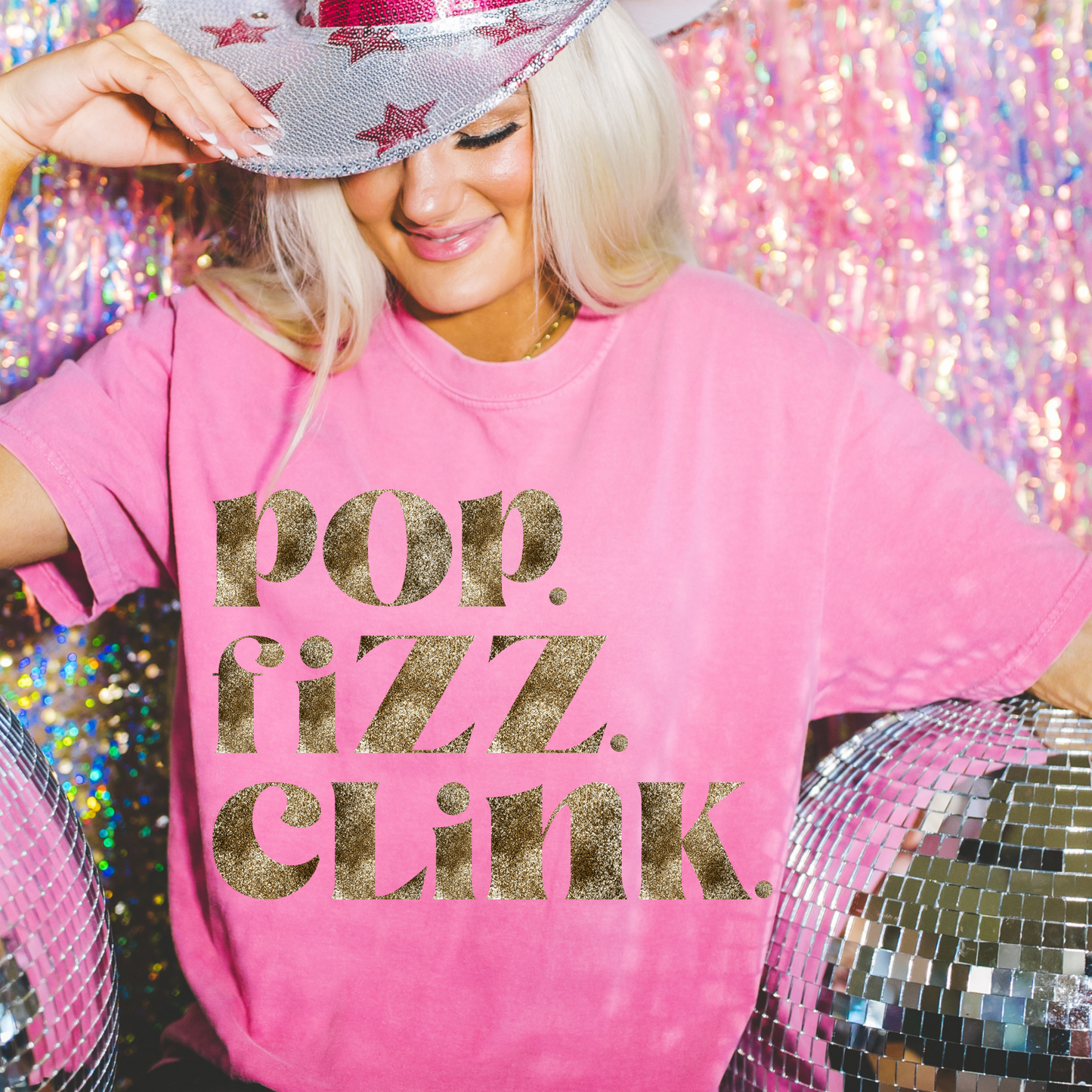 Copy of Pop Fizz Clink Faux Gold Shiny DTF Transfer