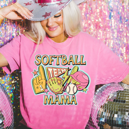 Neon Softball Mama DTF Transfer