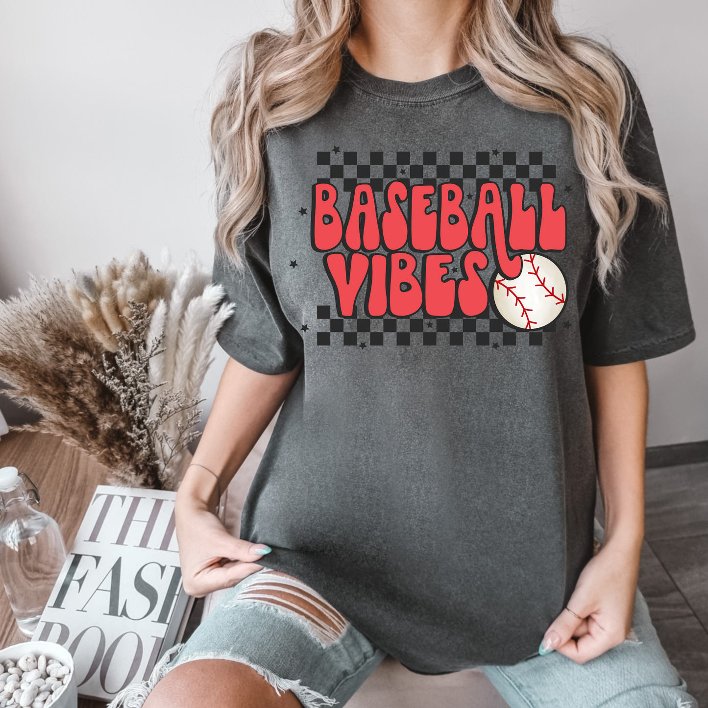 Baseball Vibes Red DTF Transfer