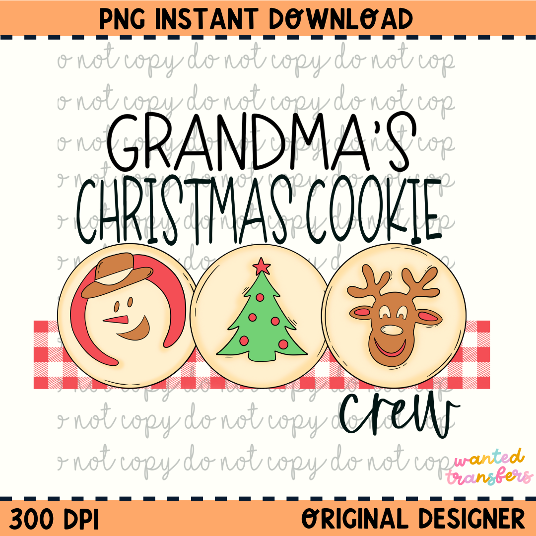 Grandma's Christmas Cookie Crew PNG Digital Download