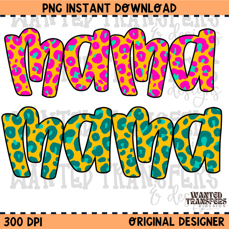 Neon Leopard Mama PNG Digital Download (Both Colors)