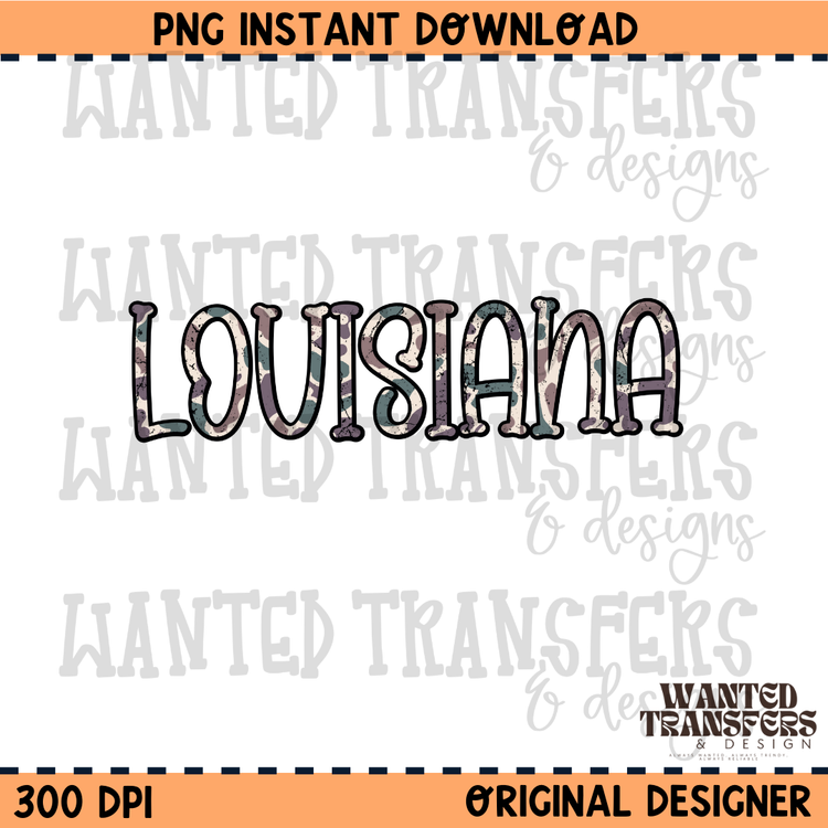 Camo State Louisiana PNG Digital Download