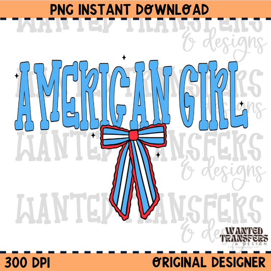 American Girl 4th of July PNG Digital Download