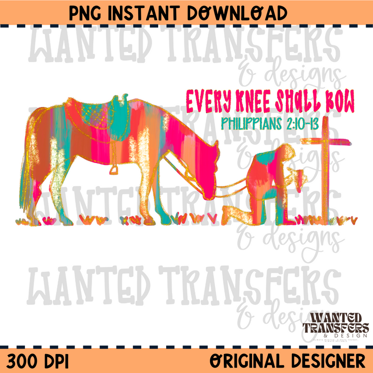 Every Knee Shall Bow Brushstroke Faith PNG Digital Download