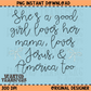 She's a Good Girl, Loves Jesus & America PNG Digital Download
