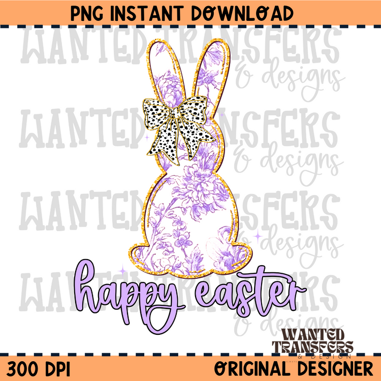 Happy Easter Purple Toile PNG Digital Download