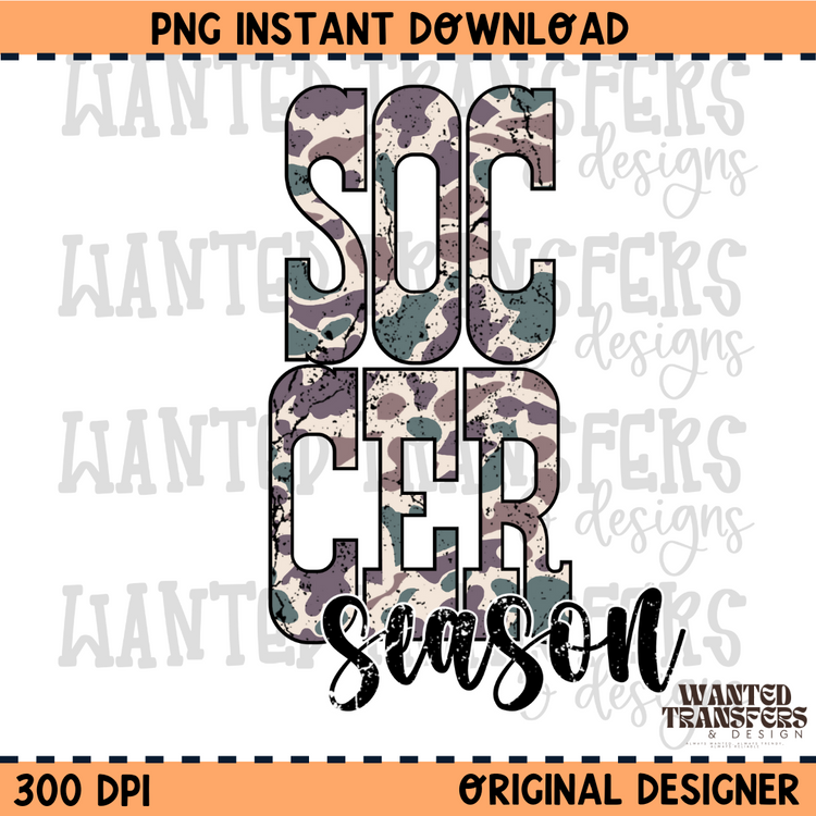 Camo Soccer Season PNG Digital Download