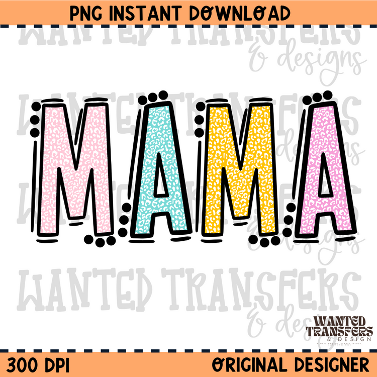 Pastel Leopard Mama PNG Digital Download