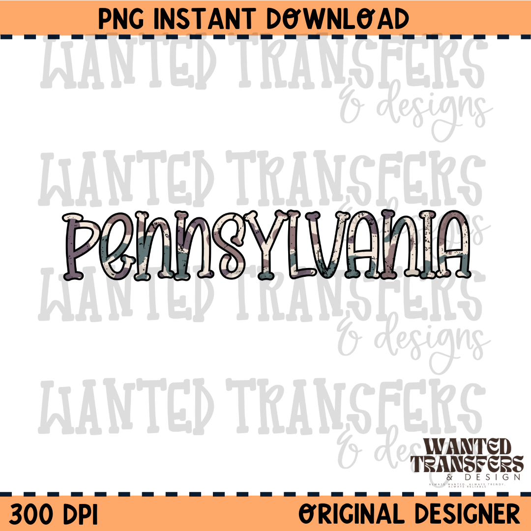 Camo State Pennsylvania PNG Digital Download