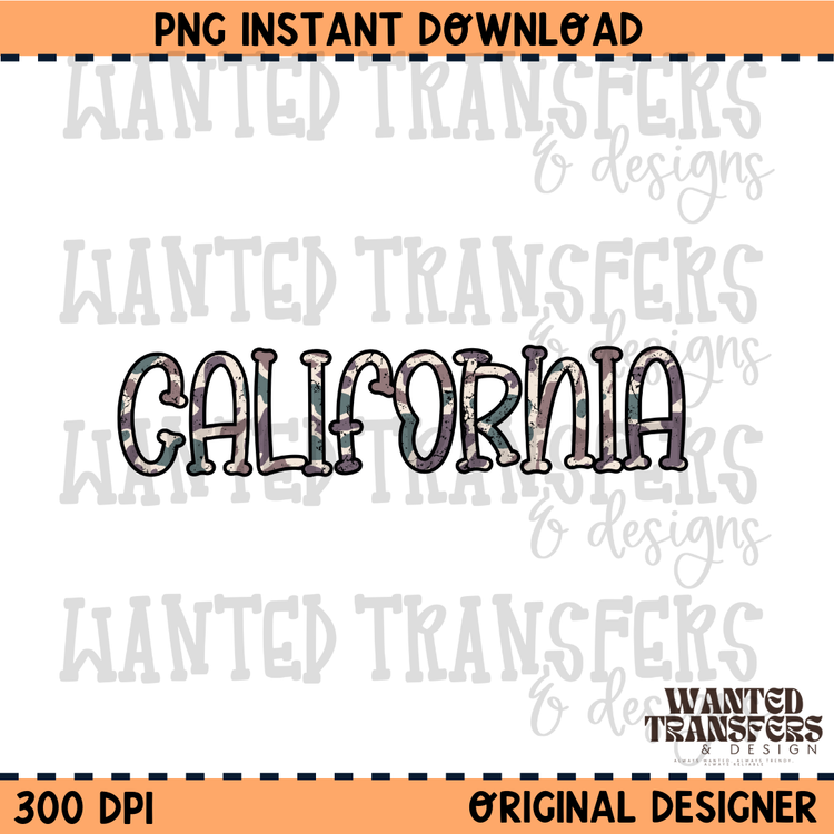 Camo State California PNG Digital Download