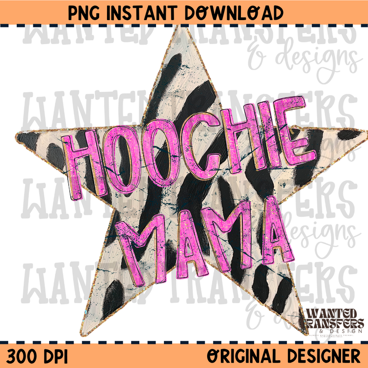 Hoochie Mama Neon Pink Zebra PNG Digital Download
