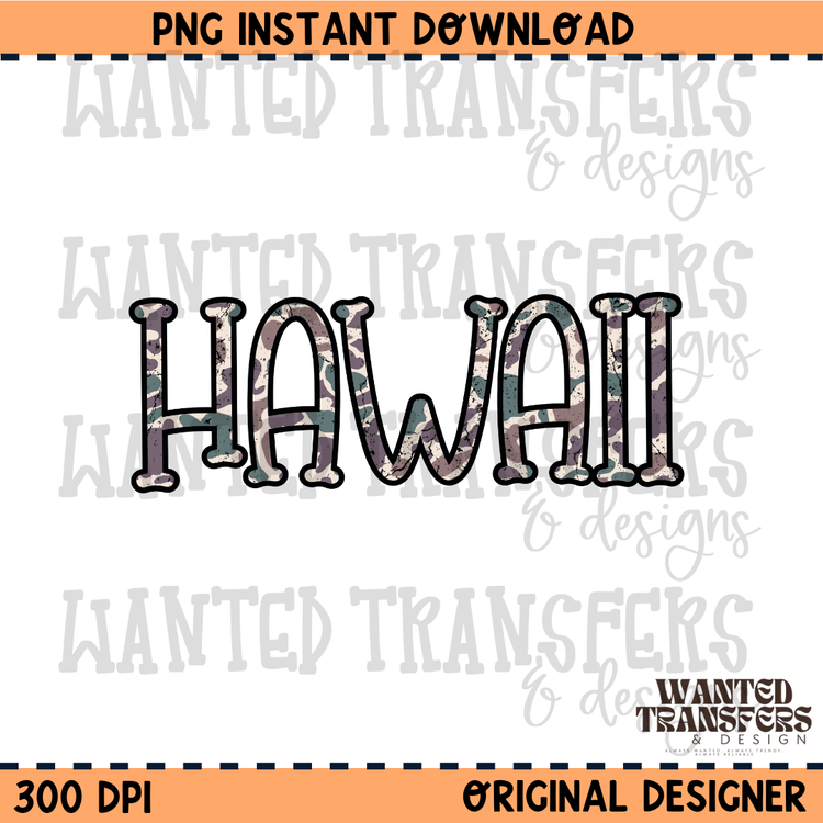 Camo State Hawaii PNG Digital Download
