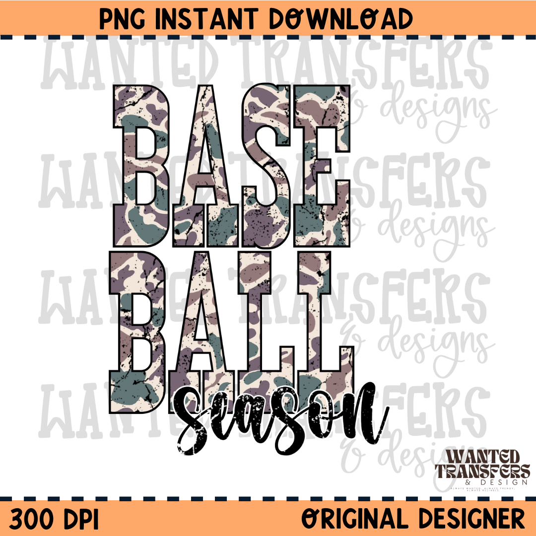 Camo Baseball Season PNG Digital Download