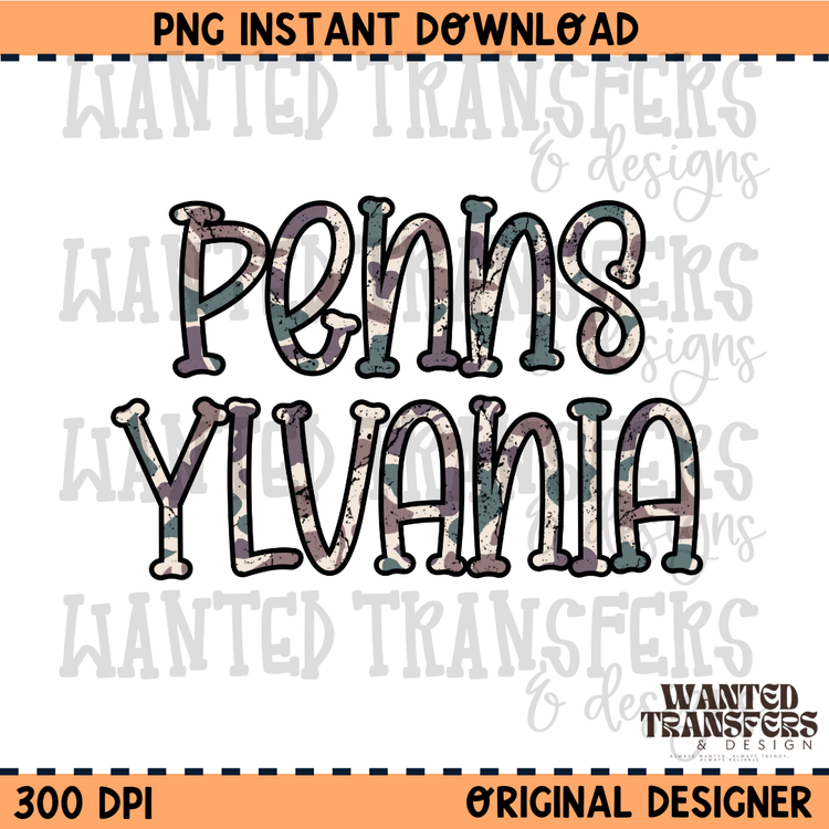 Camo State Pennsylvania 2 PNG Digital Download