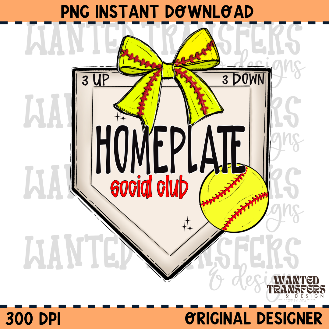 Homeplate Social Club Softball PNG Digital Download