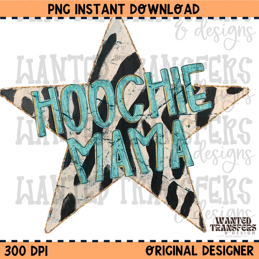 Hoochie Mama Neon Blue Zebra PNG Digital Download