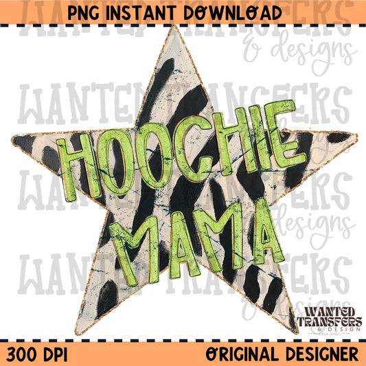 Hoochie Mama Lime Green Zebra PNG Digital Download