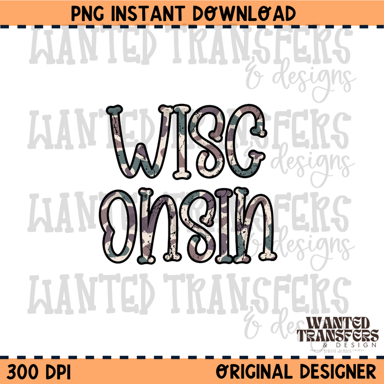 Camo State Wisconsin 2 PNG Digital Download