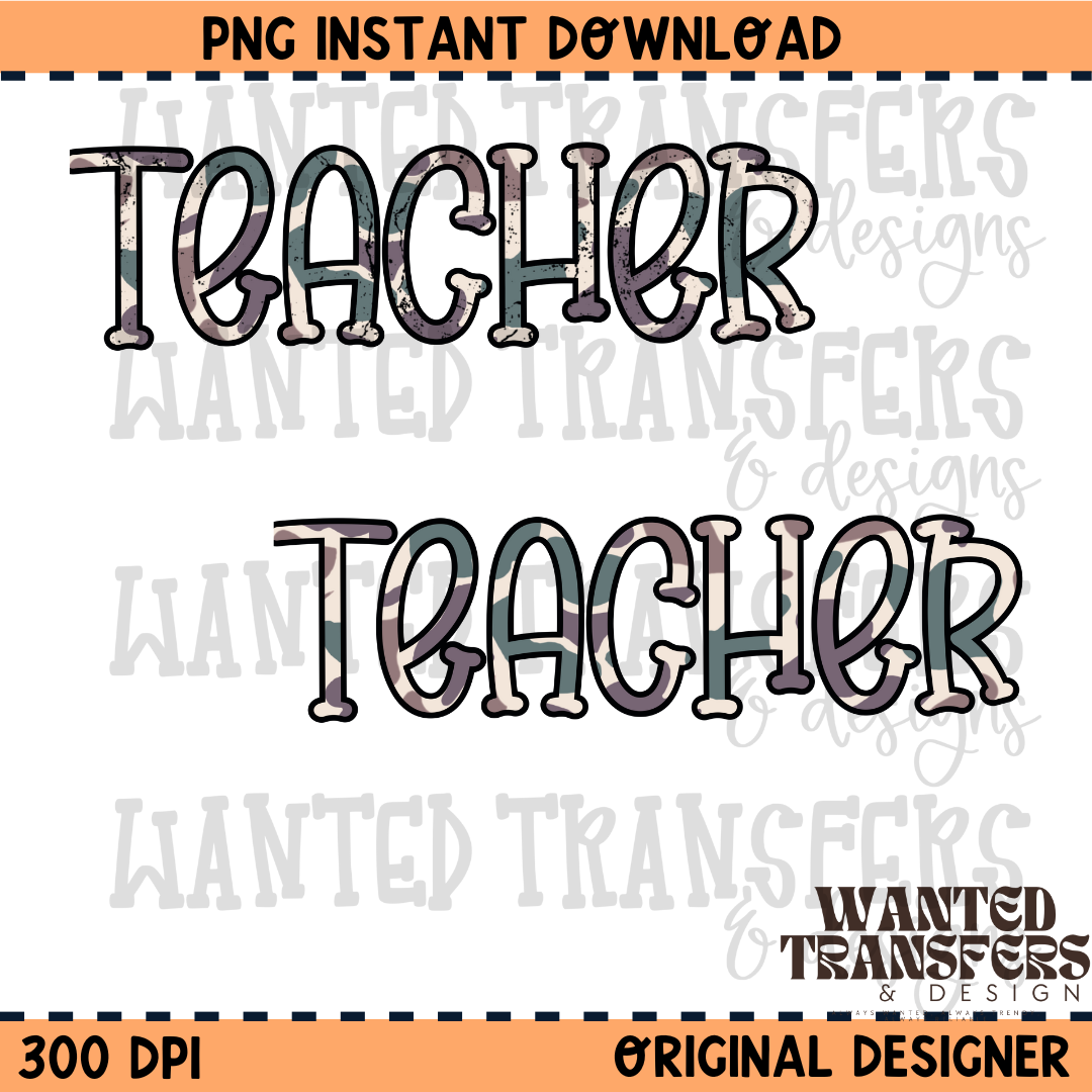 Camo Teacher PNG Digital Download