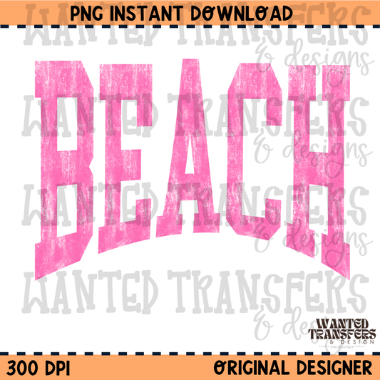 Beach Pink Varsity Summer PNG Digital Download