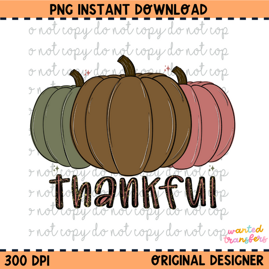 Thankful Fall Pumpkins Glitter PNG Digital Download