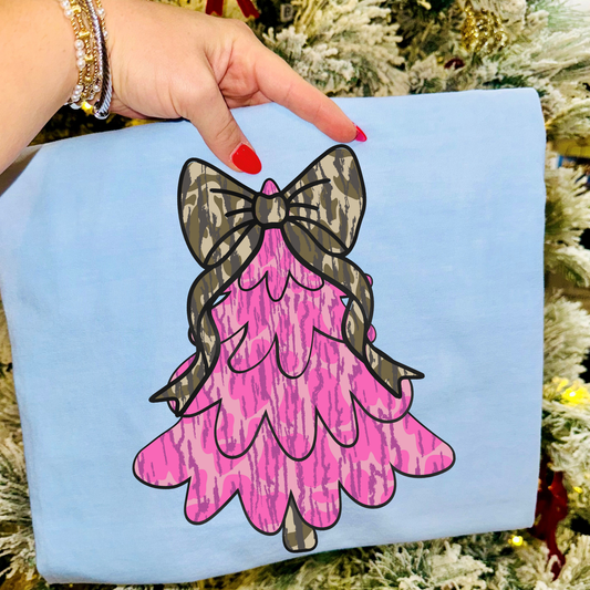 Pink Camo Christmas Tree DTF Transfer