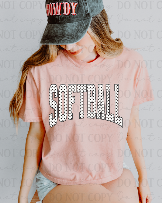 Polka Dot Softball DTF Transfer