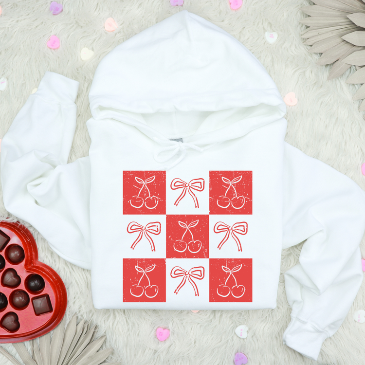 Red Checkered Cherries And Bows DTF Transfer