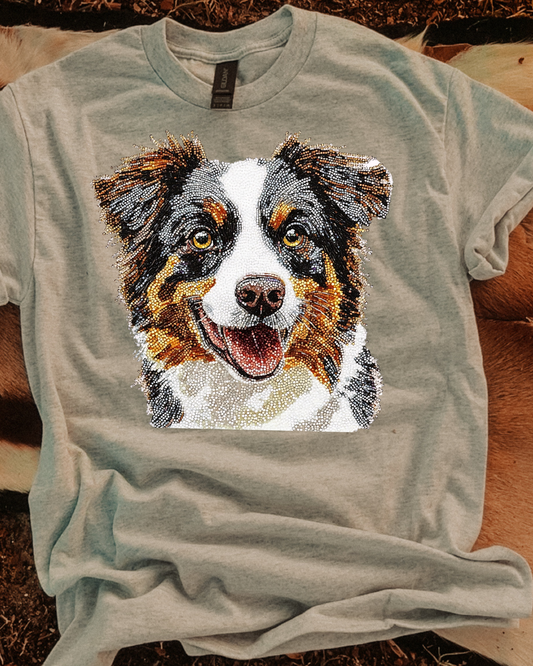 Faux Rhinestone Australian Cattle Dog DTF Transfer