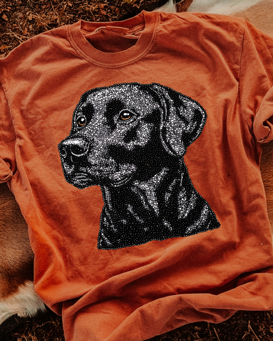 Faux Rhinestone Black Labrador DTF Transfer