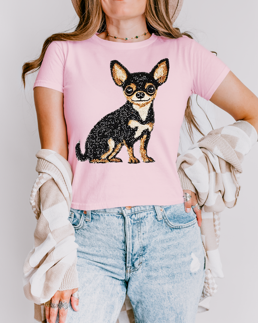 Faux Rhinestone Chihuahua DTF Transfer