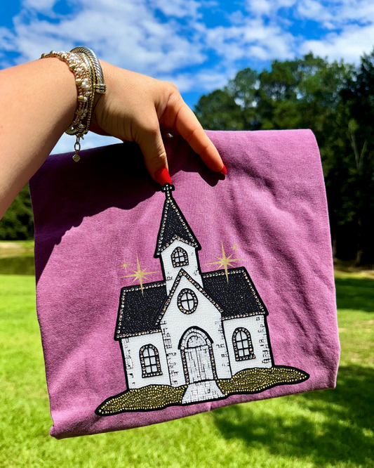 Faux Rhinestone Church DTF Transfer