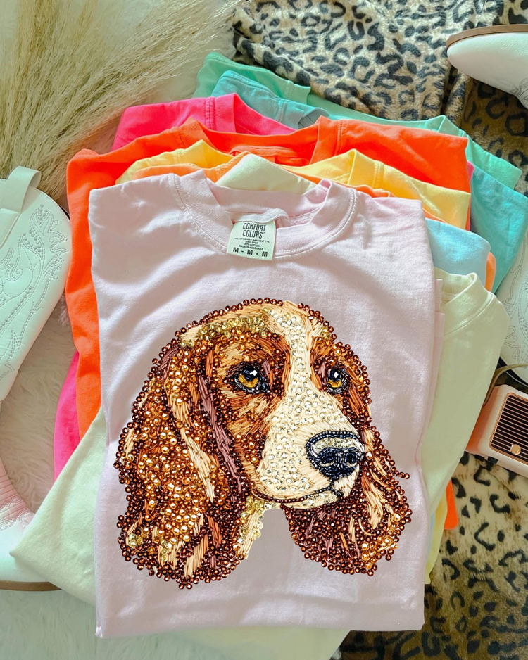 Faux Rhinestone Cocker Spaniel DTF Transfer