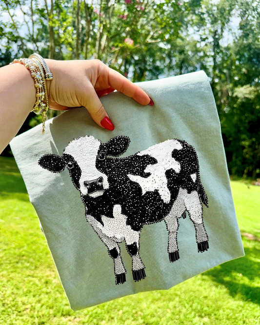 Faux Rhinestone Cow DTF Transfer