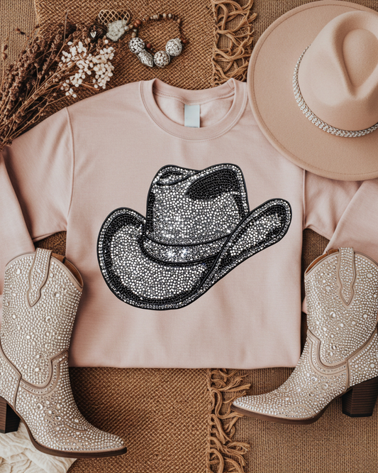 Faux Rhinestone Cowboy Hat DTF Transfer