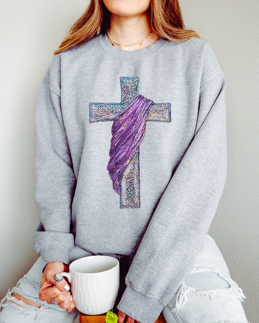 Faux Rhinestone Cross DTF Transfer