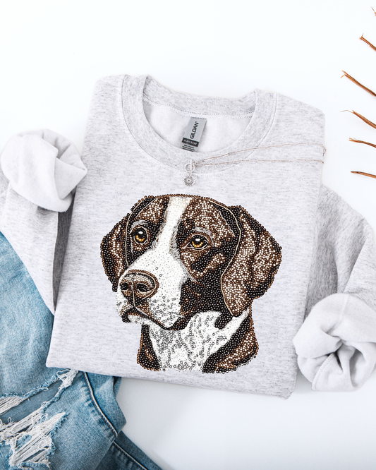 Faux Rhinestone English Pointer DTF Transfer