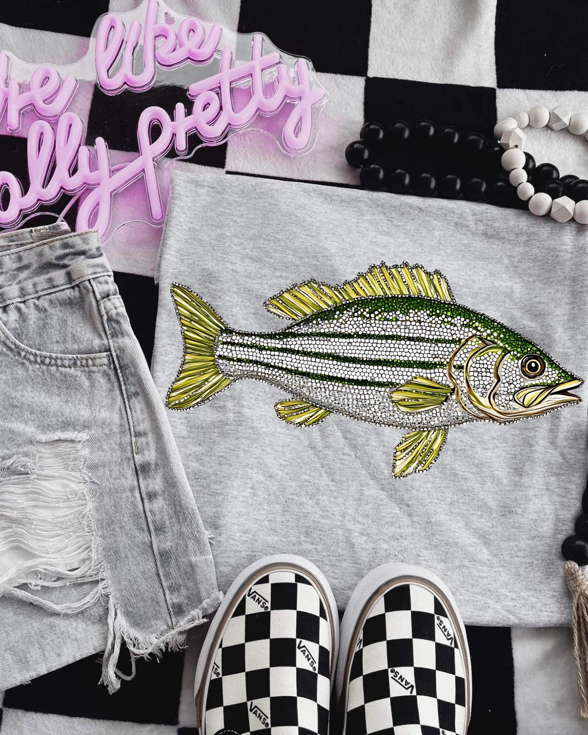 Faux Rhinestone Fish DTF Transfer