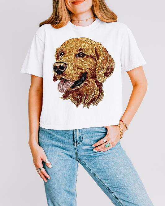 Faux Rhinestone Golden Retriever DTF Transfer