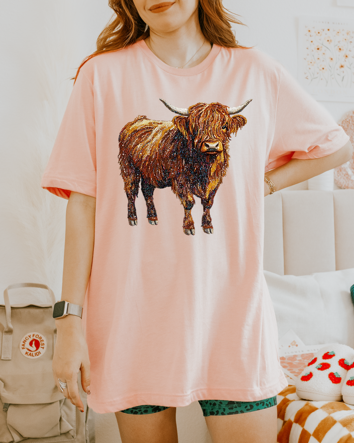 Faux Rhinestone Highland Cow DTF Transfer