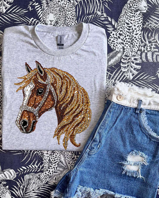 Faux Rhinestone Horse DTF Transfer