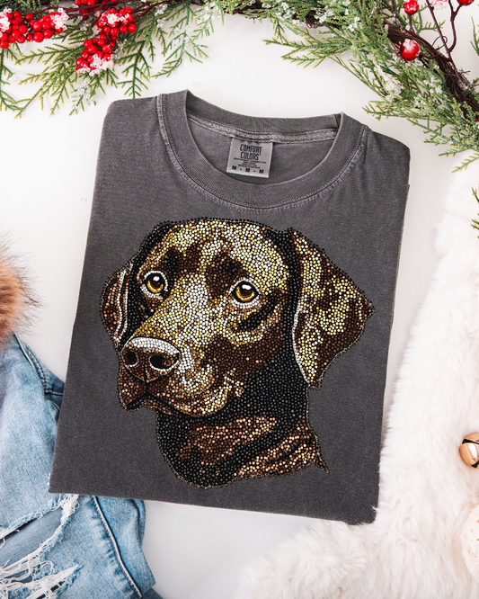 Faux Rhinestone Labrador DTF Transfer