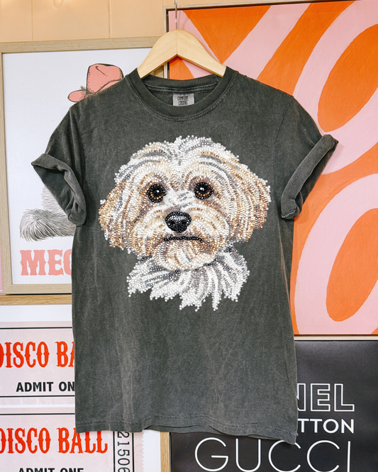 Faux Rhinestone Maltipoo DTF Transfer