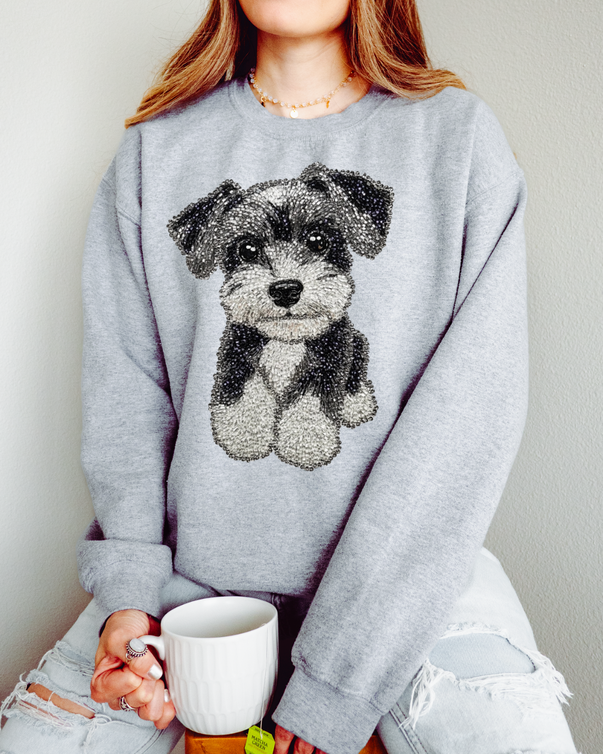 Faux Rhinestone Miniature Schnauzer DTF Transfer