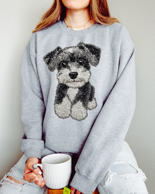 Faux Rhinestone Miniature Schnauzer DTF Transfer