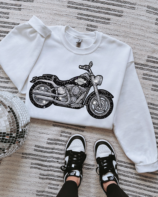 Faux Rhinestone Motorcycle DTF Transfer